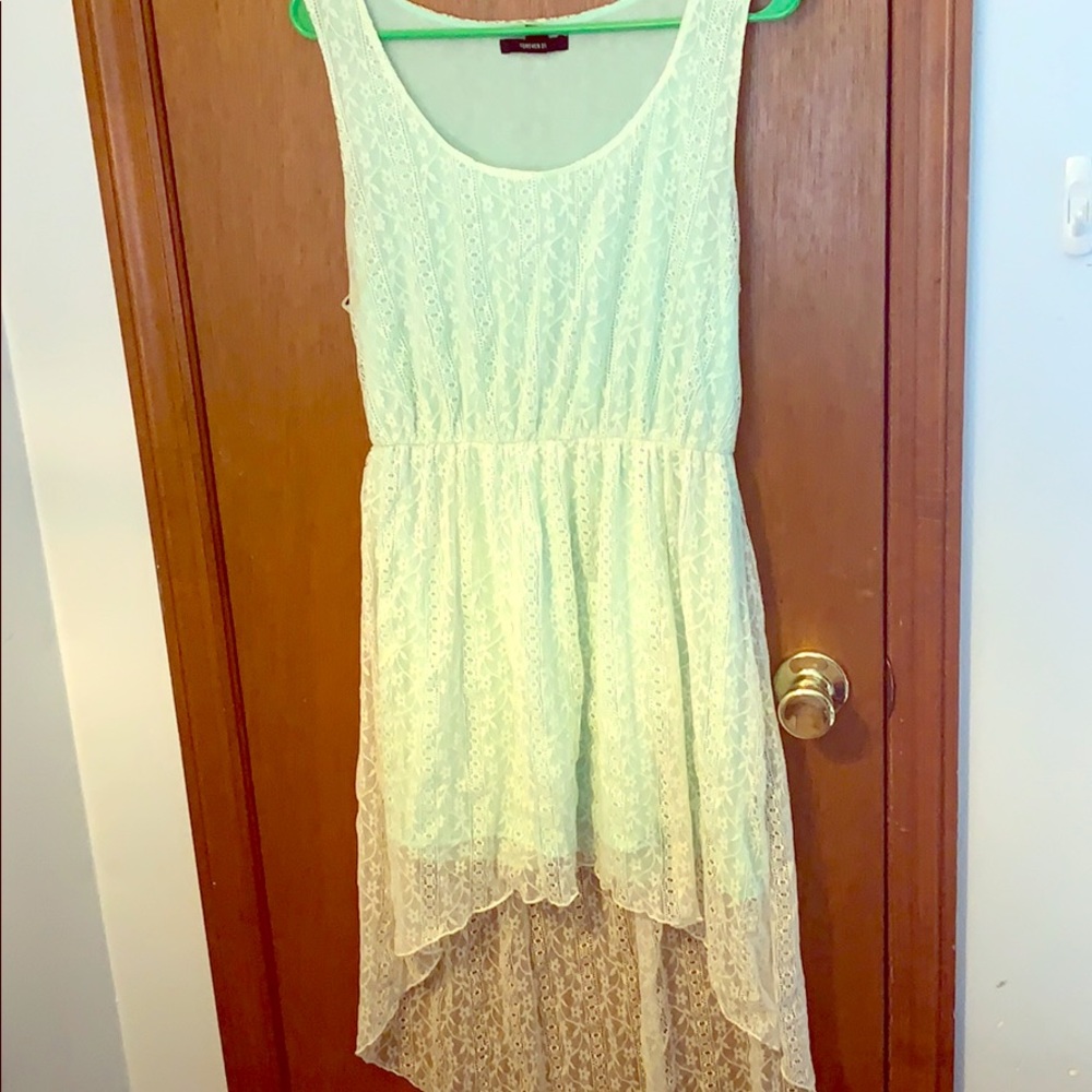 Sea foam green lace high low dress